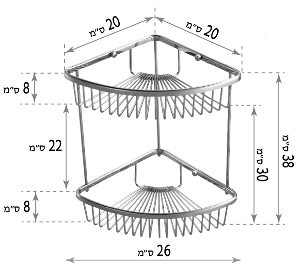 אביזרי אמבטיה איכותיים אביזרים למקלחת למקלחון מדף רשת למקלחון למקלחת בראס ניקל מוברש רשת פינתית דו קומתית