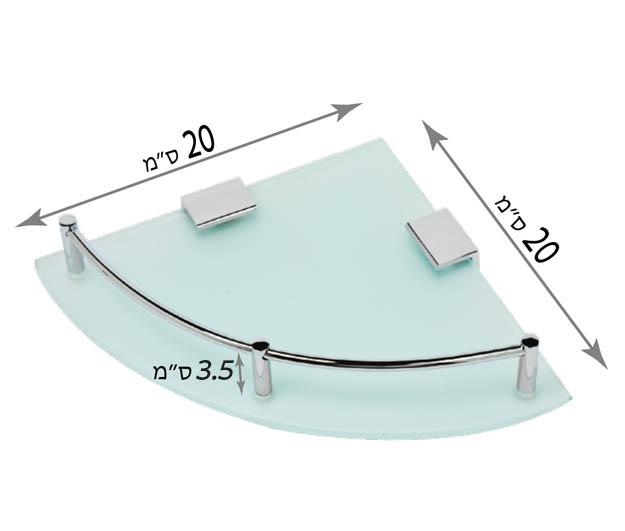 מדף זכוכית פינתי לאמבטיה