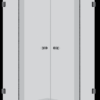 מקלחון הזזה פינתי CNC207 - מקלחון פינתי המורכב על מוט נירוסטה בעל שתי דפנות קבועות ושתי דלתות הזזה