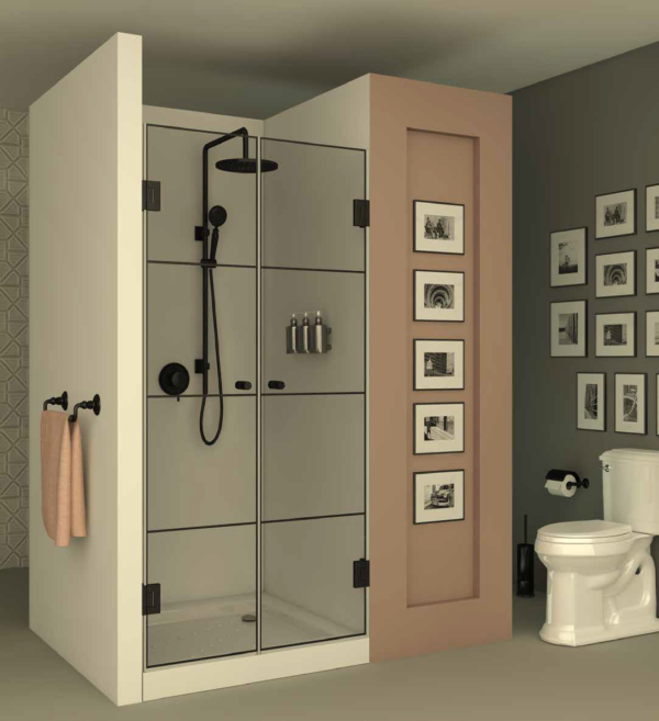 מקלחון חזית BLACK103 - מקלחון חזיתי בעל שתי דלתות הנפתחות פנימה והחוצה