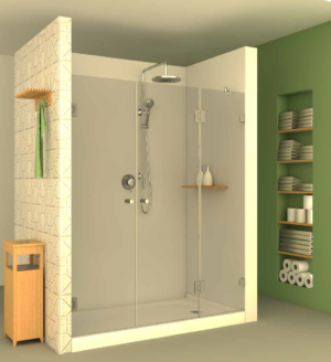 מקלחון חזית front703 - מקלחון בעל דופן קבועה ושתי דלתות הנפתחות פנימה והחוצה