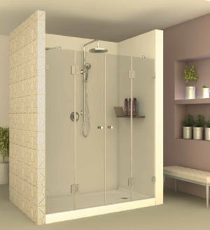 מקלחון חזית front704 - מקלחון בעל שתי דפנות קבועות ושתי דלתות הנפתחות פנימה והחוצה