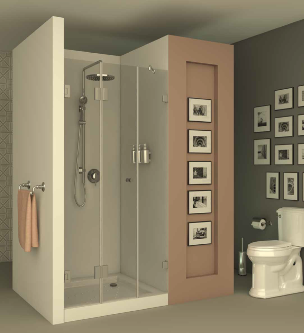 מקלחון חזית front708 - מקלחון בעל חצי דופן קבועה וחצי דלת הרמוניקה המתקפלת פנימה והחוצה - אבנר'ס קולקשיין בע"מ