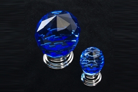 כפתור קריסטל כחול 35 מ"מ