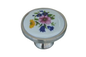 כפתור פורצלן 341 ניקל פרחוני