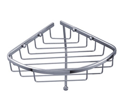 רשת מעוגלת פינתית עם מתלה לליפה למקלחת ניקל מבריק - K608