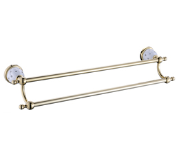 מתלה מגבות כפול זהב לבן DIAMOND