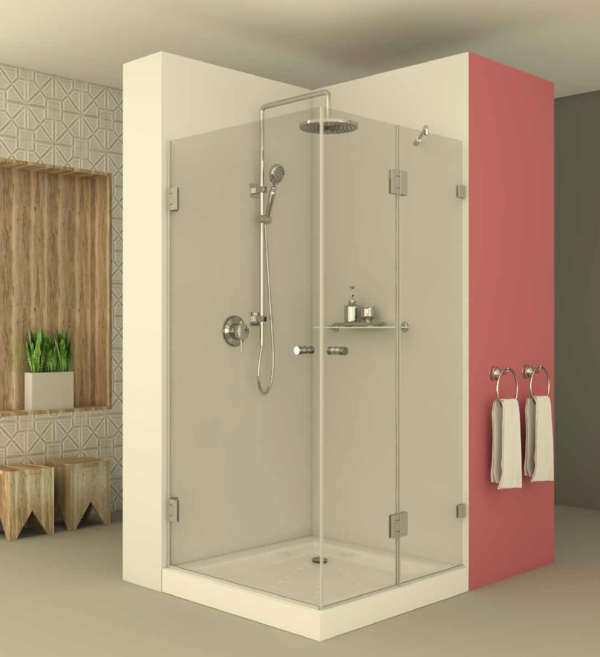 מקלחון square604 - מקלחון פינתי בעל דלת מצד אחד ודופן קבועה ודלת מהצד השני - אבנר'ס קולקשיין בע"מ