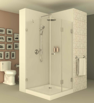 מקלחון square606 - מקלחון פינתי בעל דופן קבועה ודלת הרמוניקה המתקפלת פנימה והחוצה
