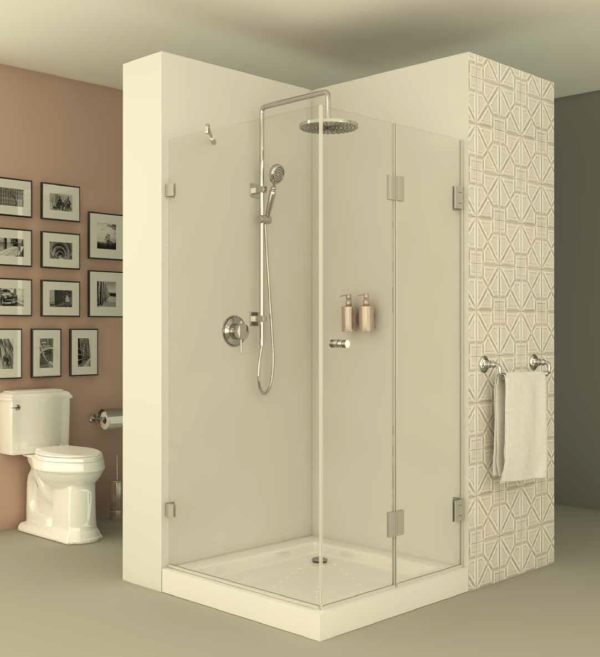 מקלחון square606 - מקלחון פינתי בעל דופן קבועה ודלת הרמוניקה המתקפלת פנימה והחוצה - אבנר'ס קולקשיין בע"מ