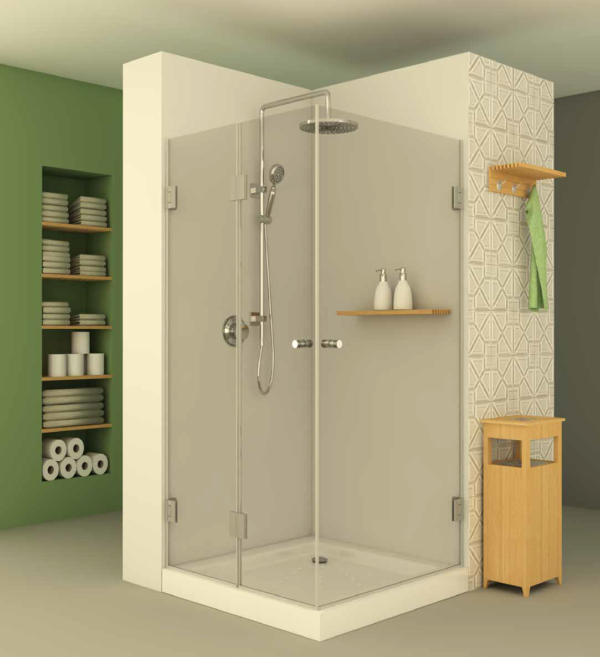מקלחון square608 - מקלחון פינתי בעל דלת רגילה מצד אחד ודלת הרמוניקה המתקפלת פנימה והחוצה מהצד השני - אבנר'ס קולקשיין בע"מ