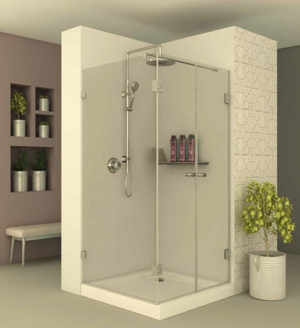 מקלחון square609 - מקלחון פינתי בעל דופן קבועה מצד אחד ושתי דלתות הנפתחות פנימה והחוצה מהצד השני - אבנר'ס קולקשיין בע"מ
