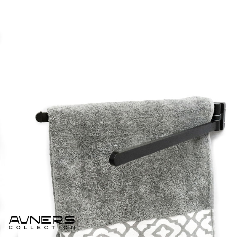 מתלה מגבות דו זרועי נע 40 ס״מ דגם URBAN שחור מט