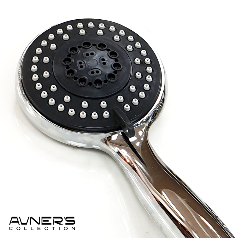 מזלף מקלחת 5 מצבים עם צינור ומתלה ניקל מבריק P-124