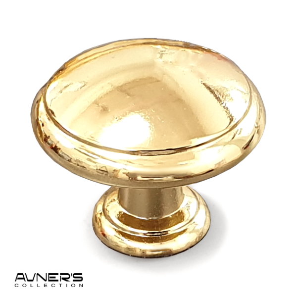 ידית כפתור לריהוט דגם 3133 עגול זהב מבריק - אבנר'ס קולקשיין בע"מ