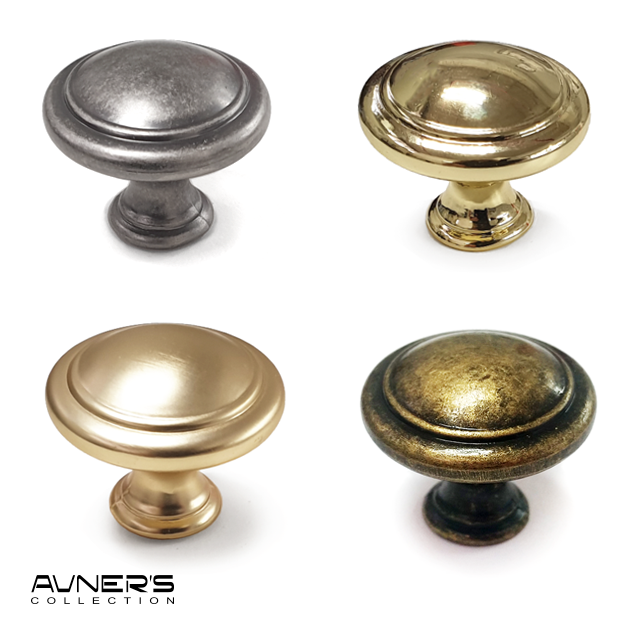 ידית כפתור עגול לארון דגם K-7021 פליז עתיק