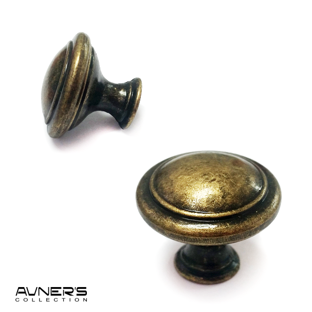 ידית כפתור עגול לארון דגם K-7021 פליז עתיק