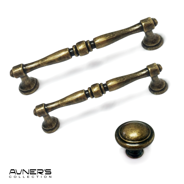 ידית כפתור עגול לארון דגם K-7021 פליז עתיק