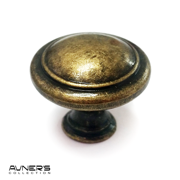 ידית כפתור עגול לארון דגם K-7021 פליז עתיק