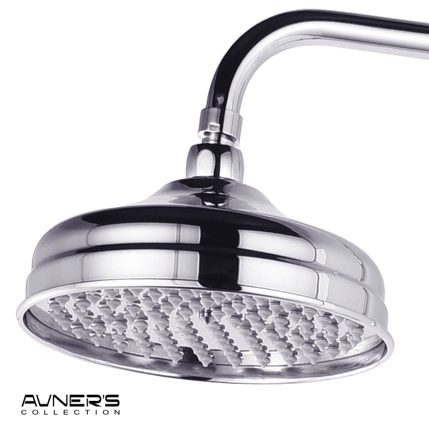 מוט פינוק למקלחון רטרו עם מזלף טלפון ניקל מבריק