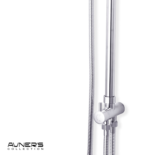 מוט פינוק למקלחון רטרו עם מזלף טלפון ניקל מבריק