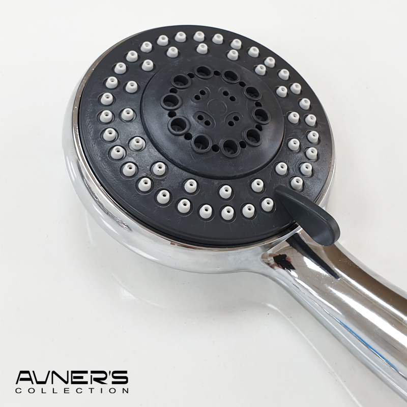 מזלף מקלחת 5 מצבים עם צינור ומתלה ניקל מבריק P-124