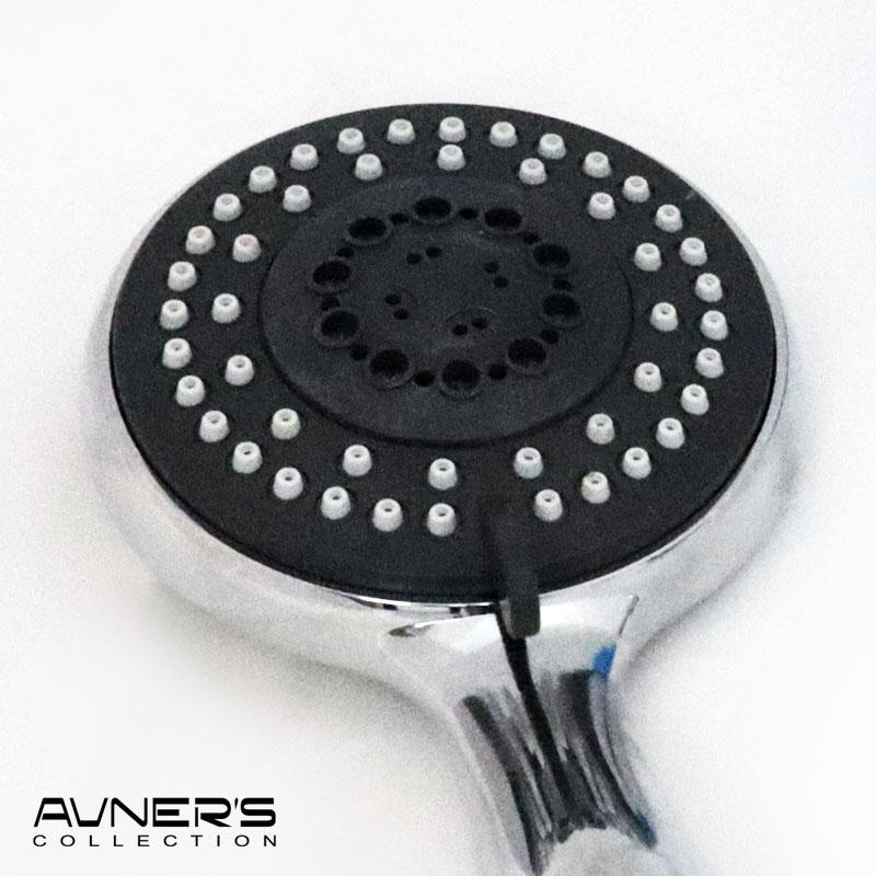 מזלף מקלחת 5 מצבים עם צינור ומתלה ניקל מבריק P-124