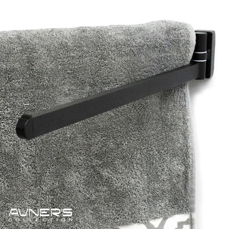 מתלה מגבות דו זרועי נע 40 ס״מ דגם URBAN שחור מט