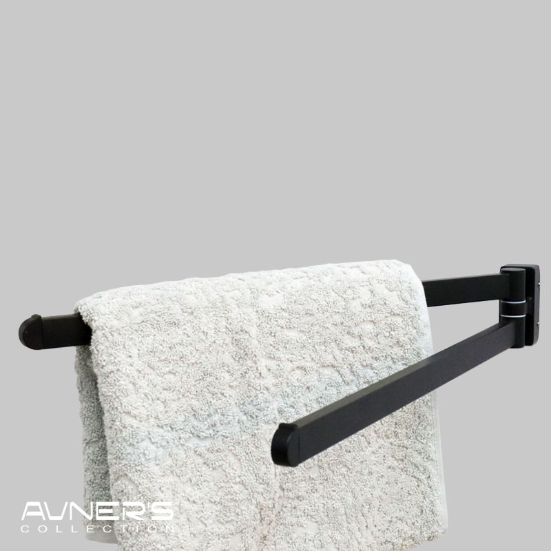 מתלה מגבות דו זרועי נע 40 ס״מ דגם URBAN שחור מט