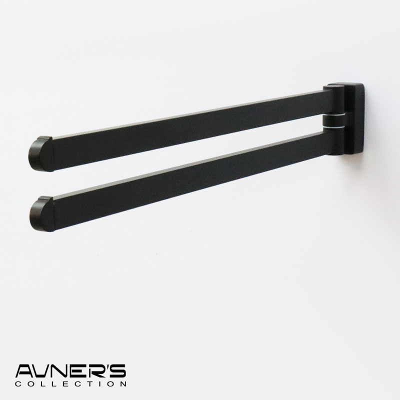 מתלה מגבות דו זרועי נע 40 ס״מ דגם URBAN שחור מט