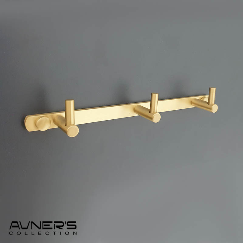 קולב למגבות טופ 3 ווים דגם PYG-203-MG זהב מט