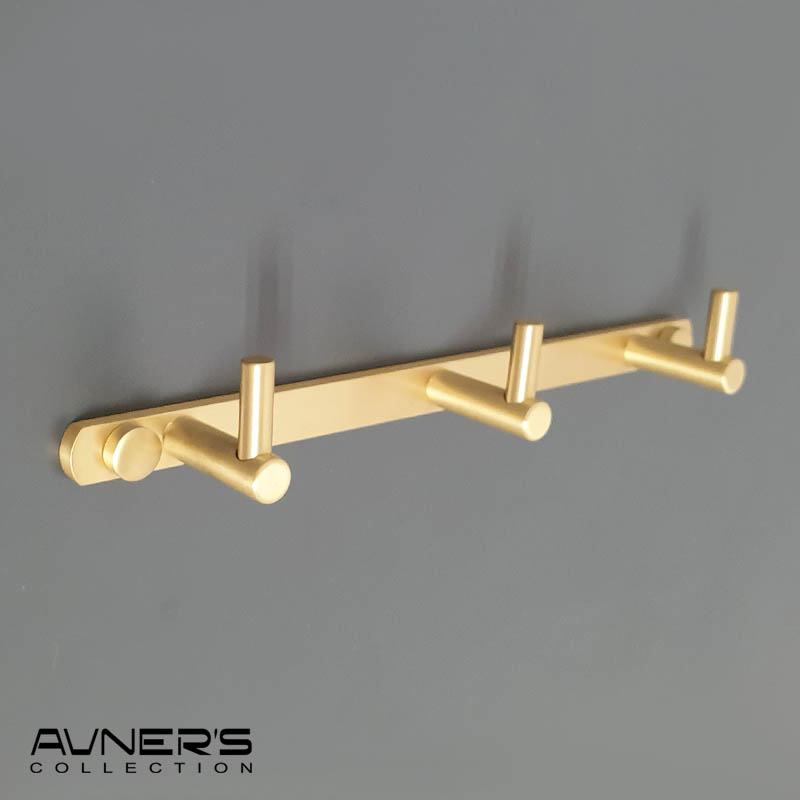 קולב למגבות טופ 3 ווים דגם PYG-203-MG זהב מט