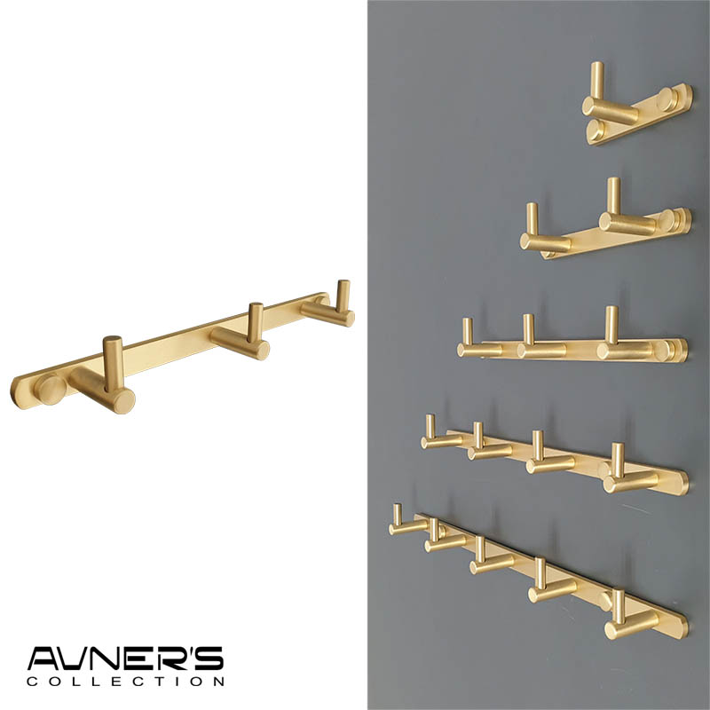 קולב למגבות טופ 3 ווים דגם PYG-203-MG זהב מט