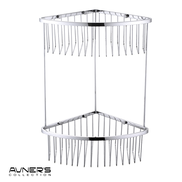 סבוניה רשת פינתית כפולה למקלחת ניקל מבריק - K700