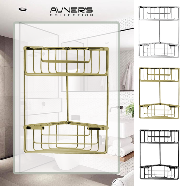 מדף רשת למקלחת דו קומתית מפוארת לקיר ברונזה SL370-BR