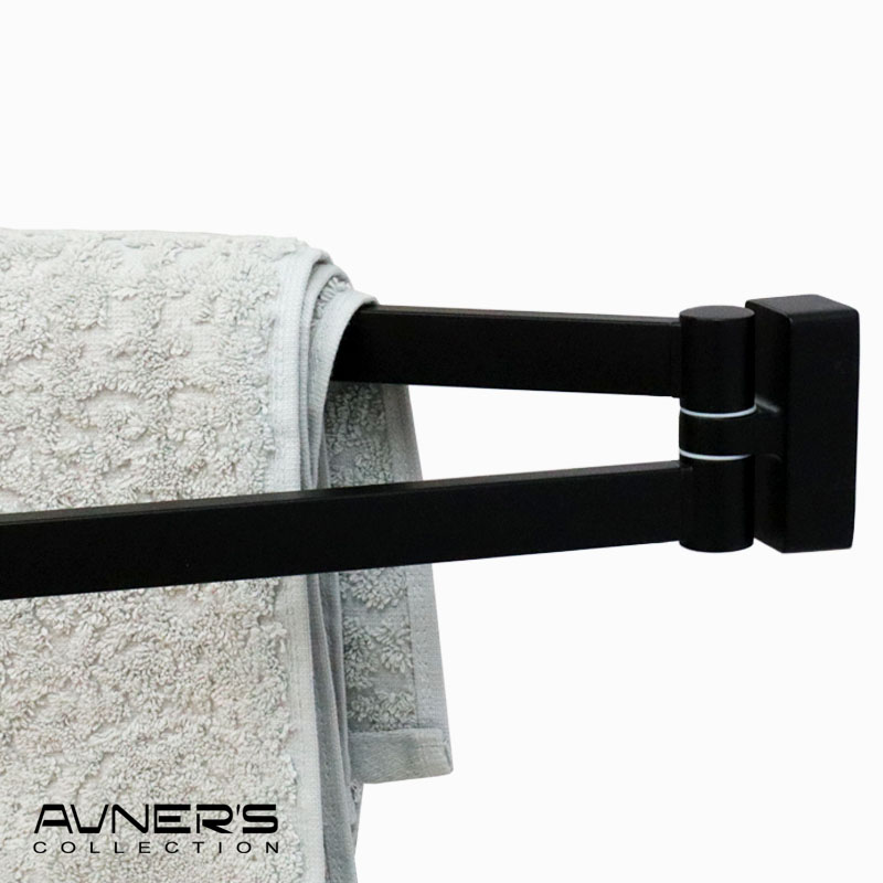 מתלה מגבות דו זרועי נע 40 ס״מ דגם URBAN שחור מט