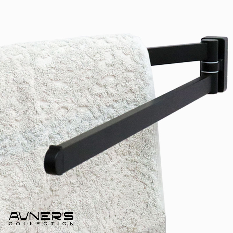 מתלה מגבות דו זרועי נע 40 ס״מ דגם URBAN שחור מט