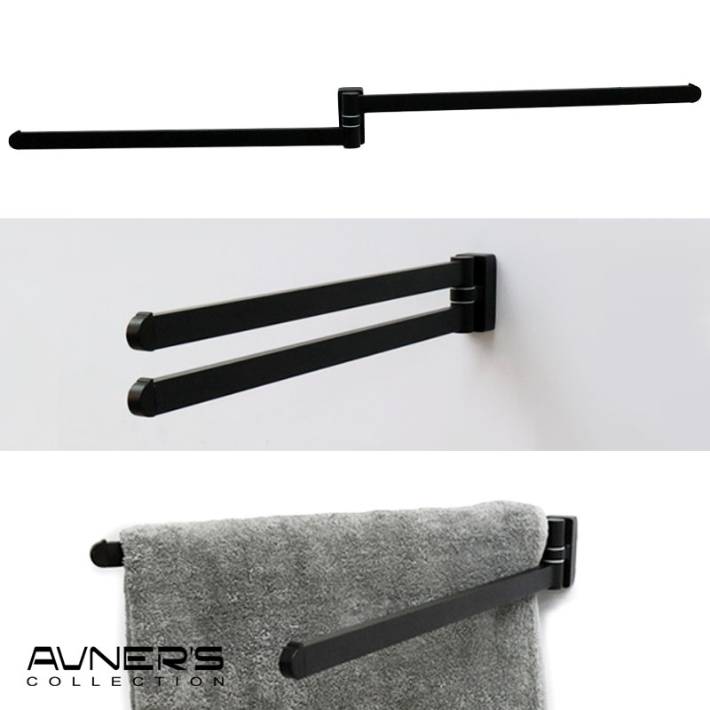 מתלה מגבות דו זרועי נע 40 ס״מ דגם URBAN שחור מט