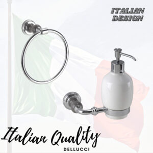 אביזרי אמבטיה איטלקיים מסדרת ג'ולייט מבית דלוצ'י בגווני ניקל ואפור