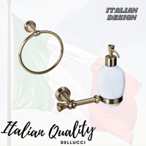 אביזרי אמבטיה איטלקיים מסדרת רומיאו מבית דלוצ'י בגימור ברונזה
