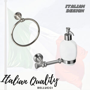 אביזרי אמבטיה איטלקיים מסדרת רומיאו מבית דלוצ'י בגימור ניקל מוברש