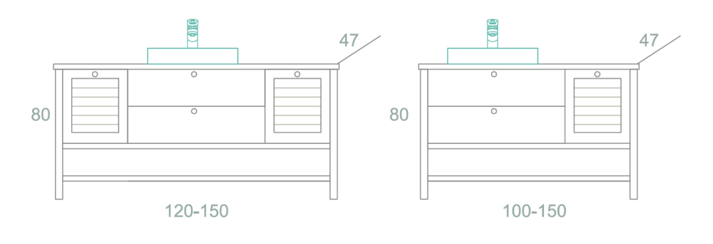 ארונות מעוצבים לאמבטיה עם בוצ'ר כיור מונח ומראה