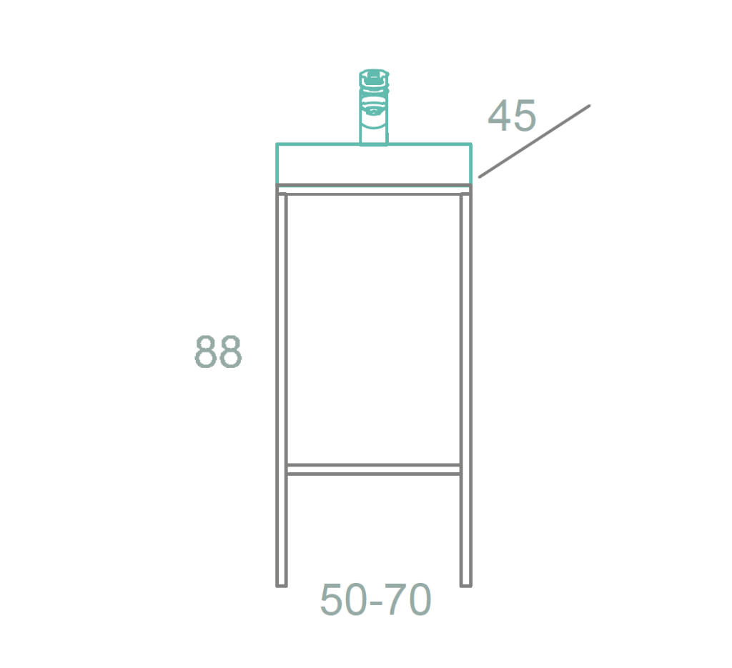 ארון קטן לאמבטיה שילוב מתכת שחוורה עם עץ מלא בוצר