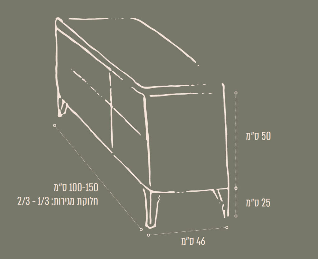 ארון אמבטיה עומד כפרי עם משטח בוצ'ר אורך 1 מטר עד 1.50 מטר 
