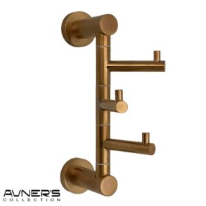 מתלה מגבת 3 ווים לאמבטיה ROUND רוז גולד