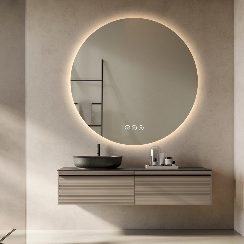 מראה עגולה 80 ס"מ עם תאורה ומפשיר אדים