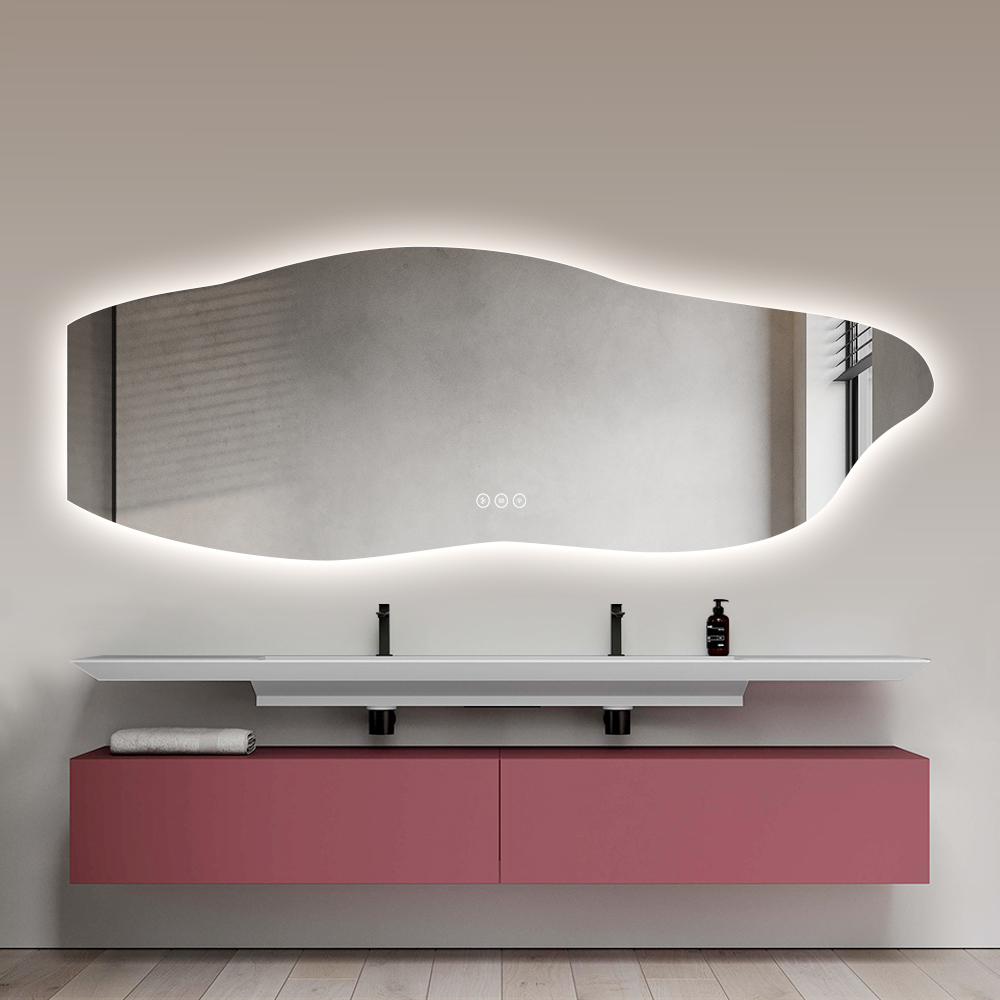 מראת גוף אמורפית חכמה 165X60 עם תאורת LED, בלוטוס ומפשיר אדים – בתקן IP65