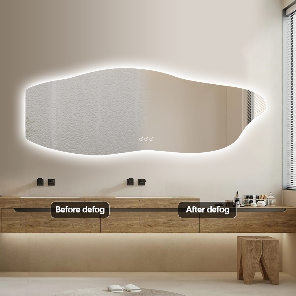 מראת גוף אמורפית חכמה 165X60 עם תאורת LED, בלוטוס ומפשיר אדים – בתקן IP65