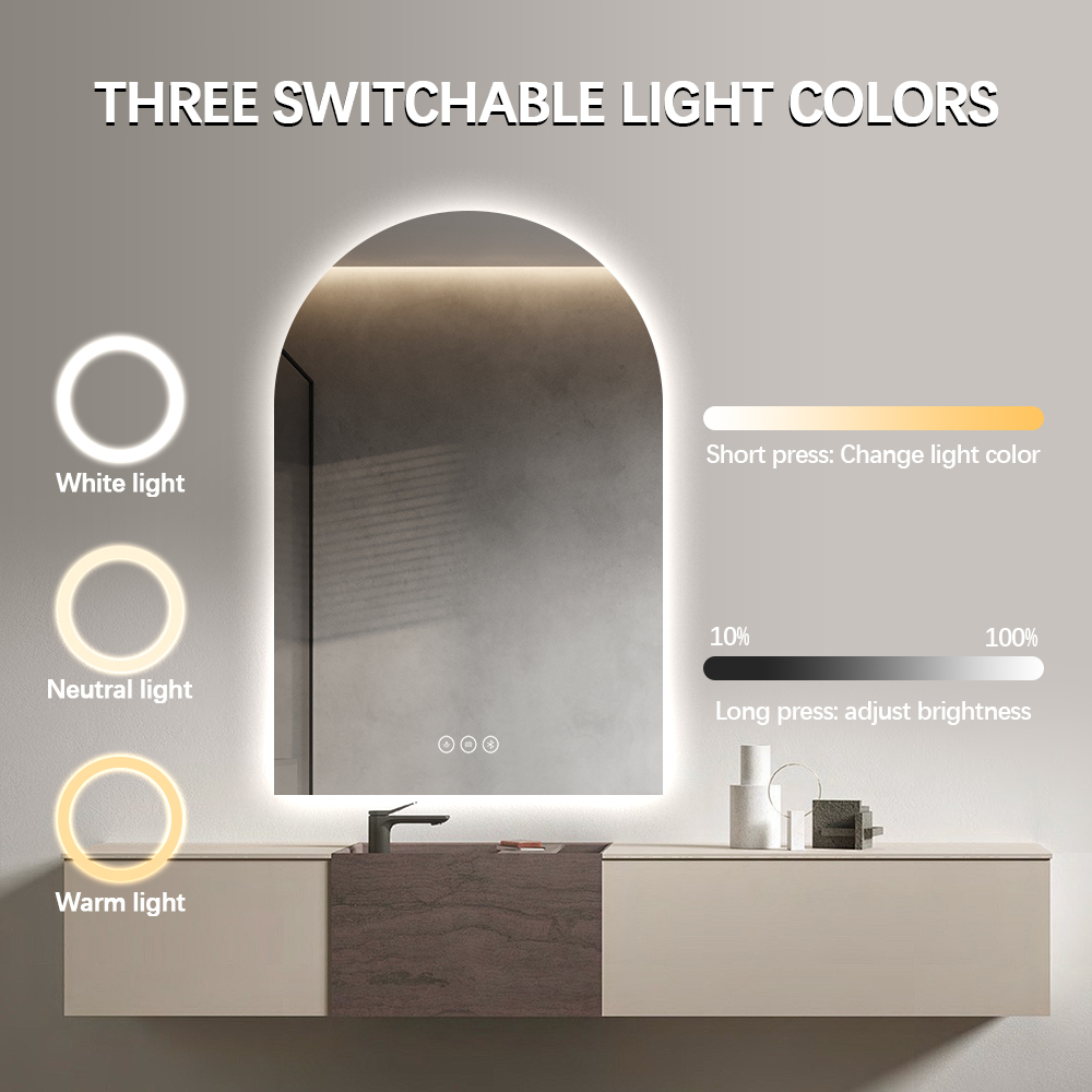 מראת קשת חכמה עם תאורת LED, בלוטוס ומפשיר אדים – 60X90 ס"מ (בתקן IP65)